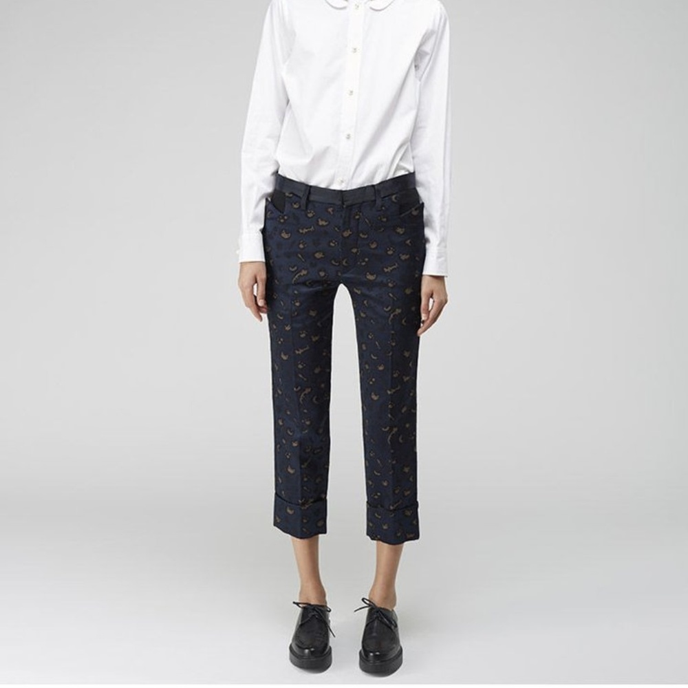 Tsumori Chisato navy print jacquard pants, sz 1